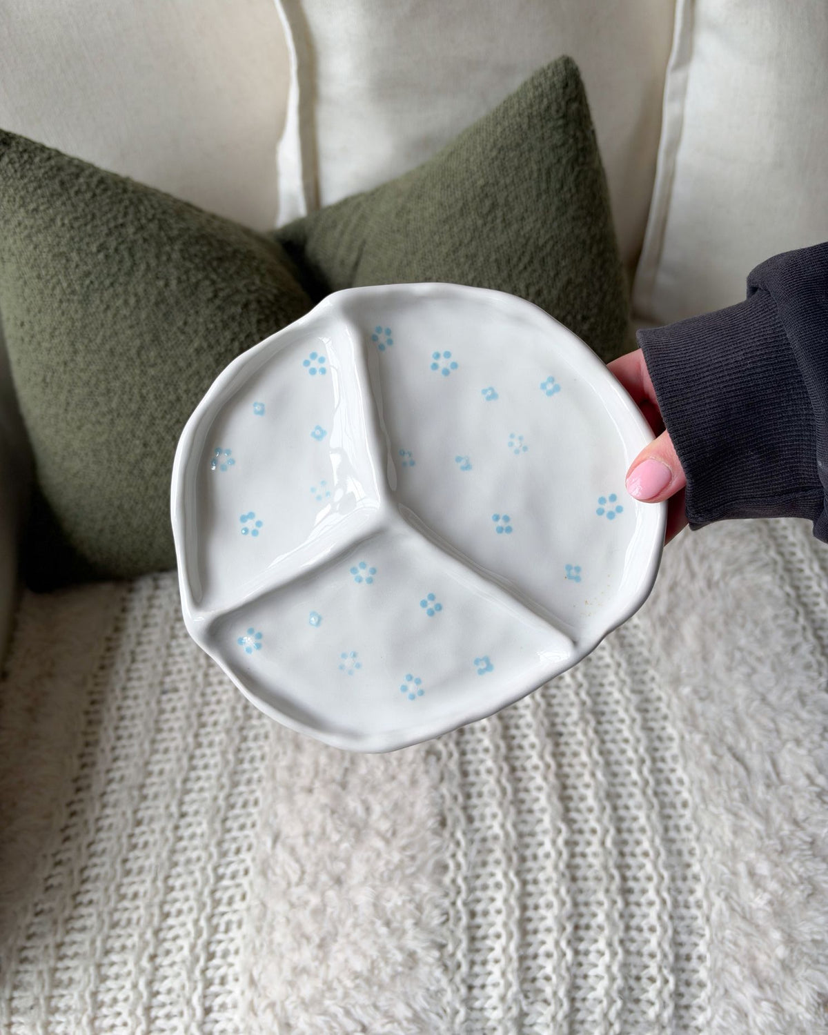 baby blue blossom snack plate